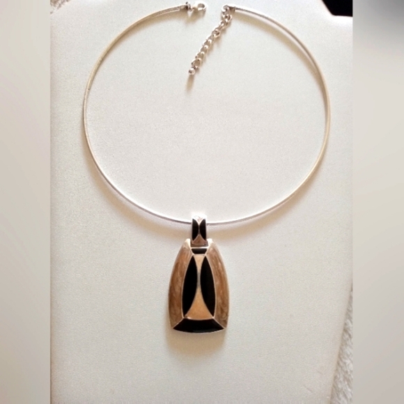 Vintage Choker Necklace Abstract Pendant Adjustable Torque Wire Necklace - Picture 1 of 4